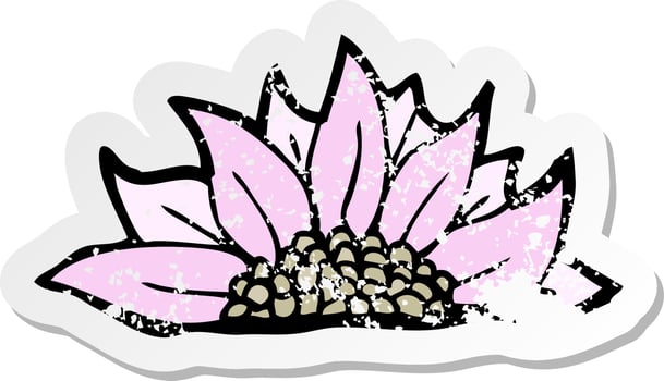 retro distressed sticker of a cartoon flower vector