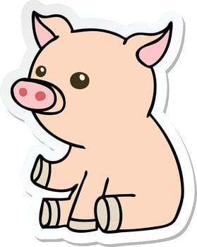sticker of a quirky hand drawn cartoon pig vector