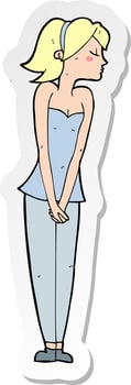 sticker of a cartoon pretty woman vector