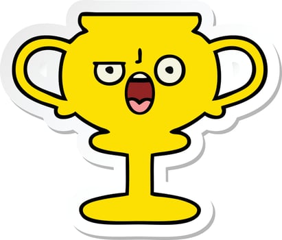sticker of a cute cartoon trophy vector