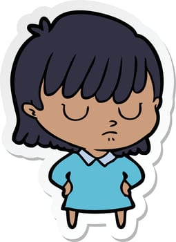 sticker of a cartoon woman vector