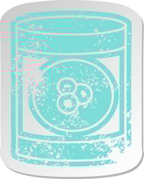 distressed old sticker of a can of peaches vector