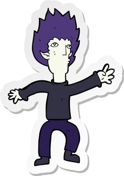 sticker of a cartoon vampire vector