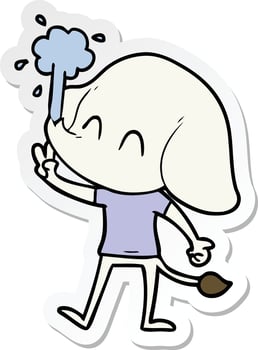 sticker of a cute cartoon elephant spouting water vector