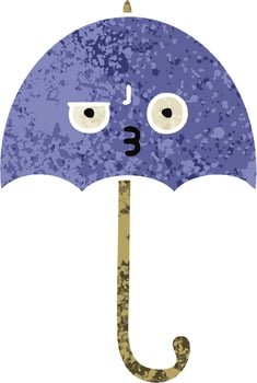 retro illustration style cartoon umbrella vector