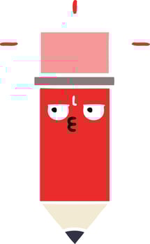 flat color retro cartoon pencil vector