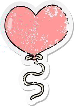distressed sticker of a cartoon love heart balloon vector