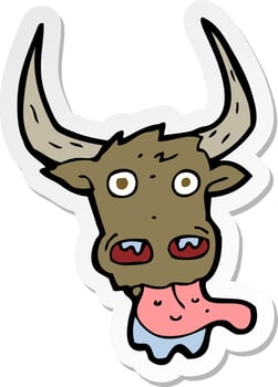 sticker of a cartoon cow face vector