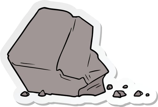 sticker of a cartoon large rock vector