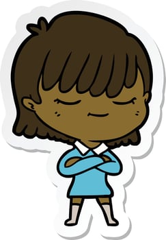 sticker of a cartoon woman vector