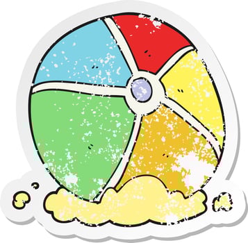 retro distressed sticker of a cartoon beach ball vector