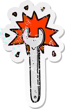 retro distressed sticker of a cartoon spanner vector