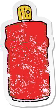 distressed sticker of a cartoon spray can vector
