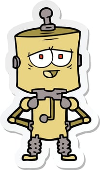 sticker of a cartoon robot vector
