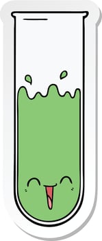 sticker of a cartoon happy test tube vector