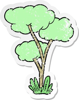 distressed sticker of a cartoon tree vector