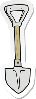 sticker of a cartoon shovel vector