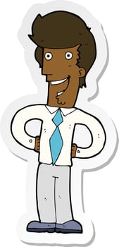 sticker of a cartoon happy man vector