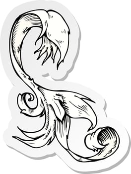 sticker of a traditional hand drawn floral swirl vector
