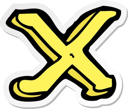 sticker of a cartoon letter X vector