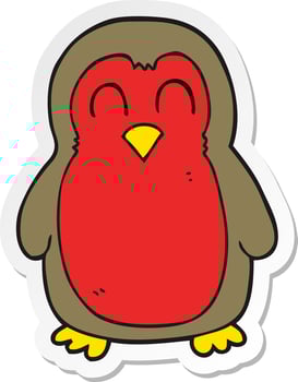 sticker of a cartoon christmas robin vector