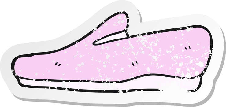 retro distressed sticker of a cartoon slipper vector