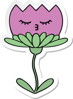 sticker of a cute cartoon flower vector