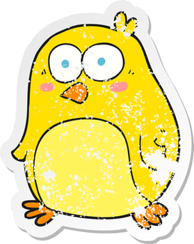 retro distressed sticker of a cartoon bird vector