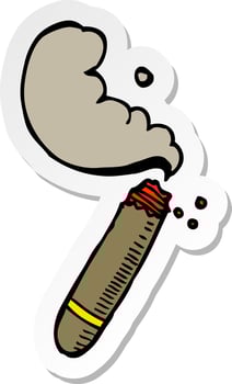 sticker of a cartoon cigar vector