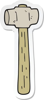 sticker of a cartoon sledgehammer vector