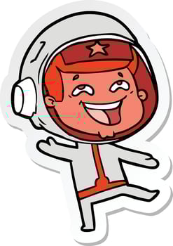 sticker of a cartoon happy space man vector