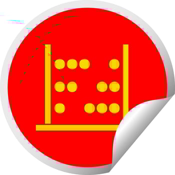 circular peeling sticker cartoon maths abacus vector