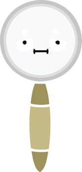 flat color retro cartoon magnifying glass vector