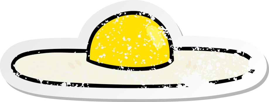 distressed sticker of a quirky hand drawn cartoon fried egg vector