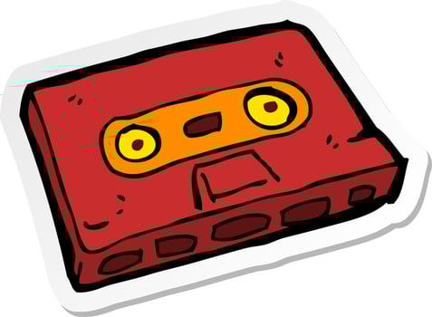 sticker of a cartoon cassette tape vector