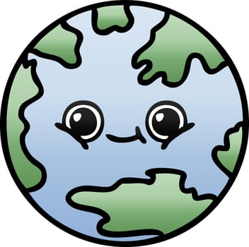 gradient shaded cartoon planet earth vector