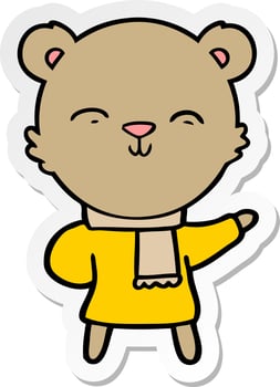 distressed sticker of a cartoon bear vector
