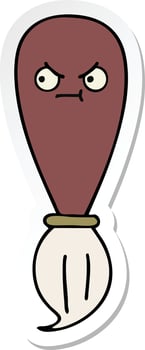 sticker of a cute cartoon paint brush vector