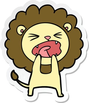 sticker of a cartoon angry lion vector