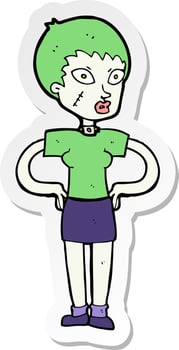 sticker of a cartoon halloween girl vector