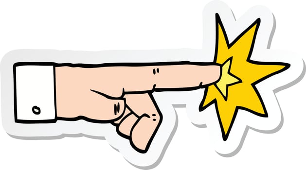 sticker of a cartoon pointing hand vector