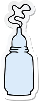 sticker of a quirky hand drawn cartoon glass bottled potion vector
