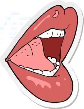 sticker of a cartoon open mouth vector