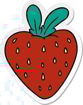 sticker cartoon doodle of a fresh strawberry vector