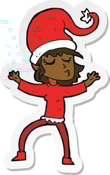 sticker of a santas helper cartoon vector