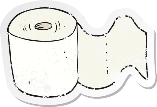 retro distressed sticker of a cartoon toilet roll vector