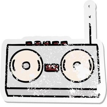 distressed sticker of a cute cartoon retro radio vector