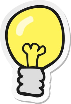 sticker of a cartoon light bulb vector