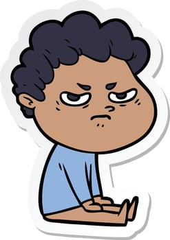 sticker of a cartoon angry man vector