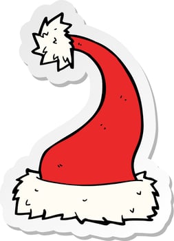 sticker of a cartoon santa hat vector